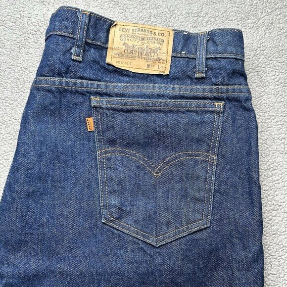 Vintage 70s Levis Jeans Orange Tab Talon 42 Zipper Mens 44x32 Indigo Made in USA - Picture 1 of 13